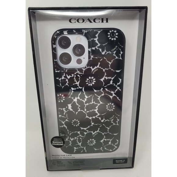 Coach Accessories - Coach Protective Case for Apple iPhone 12 Pro Max - Black/White Flowers